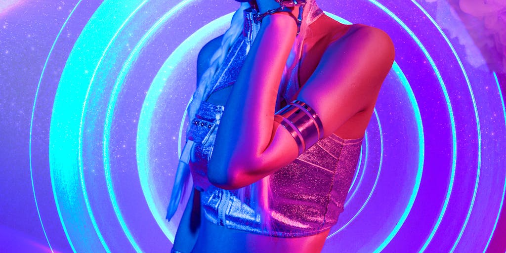 A conceptual image of a digital price tag floating in the air, surrounded by holographic elements representing AI technology, such as neural networks and data streams. The background is a futuristic cityscape, highlighting the integration of AI in everyday life and commerce.
