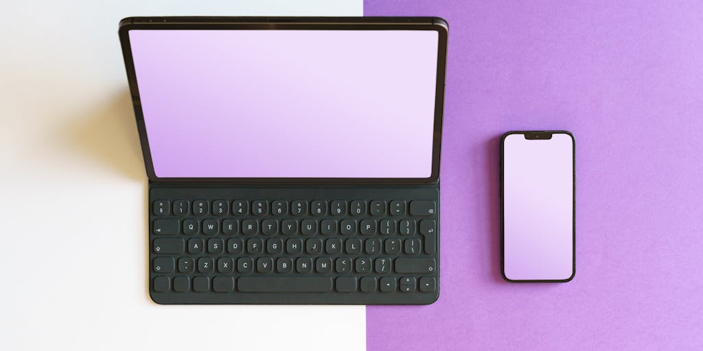 A split-screen image showing two different workspaces: on one side, a person using Publer with a vibrant, colorful interface on their computer screen, surrounded by coffee cups and creative notes. On the other side, a person using SocialPilot with a more minimalist setup, featuring a sleek laptop and a notepad. The contrasting environments highlight the different vibes of each platform.